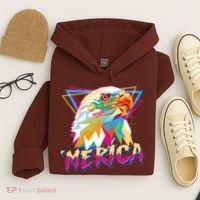 Retro Eighties 80's Merica Polygon Eagle Head Hoodie thumb 4