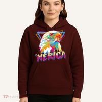 Retro Eighties 80's Merica Polygon Eagle Head Hoodie thumb 5