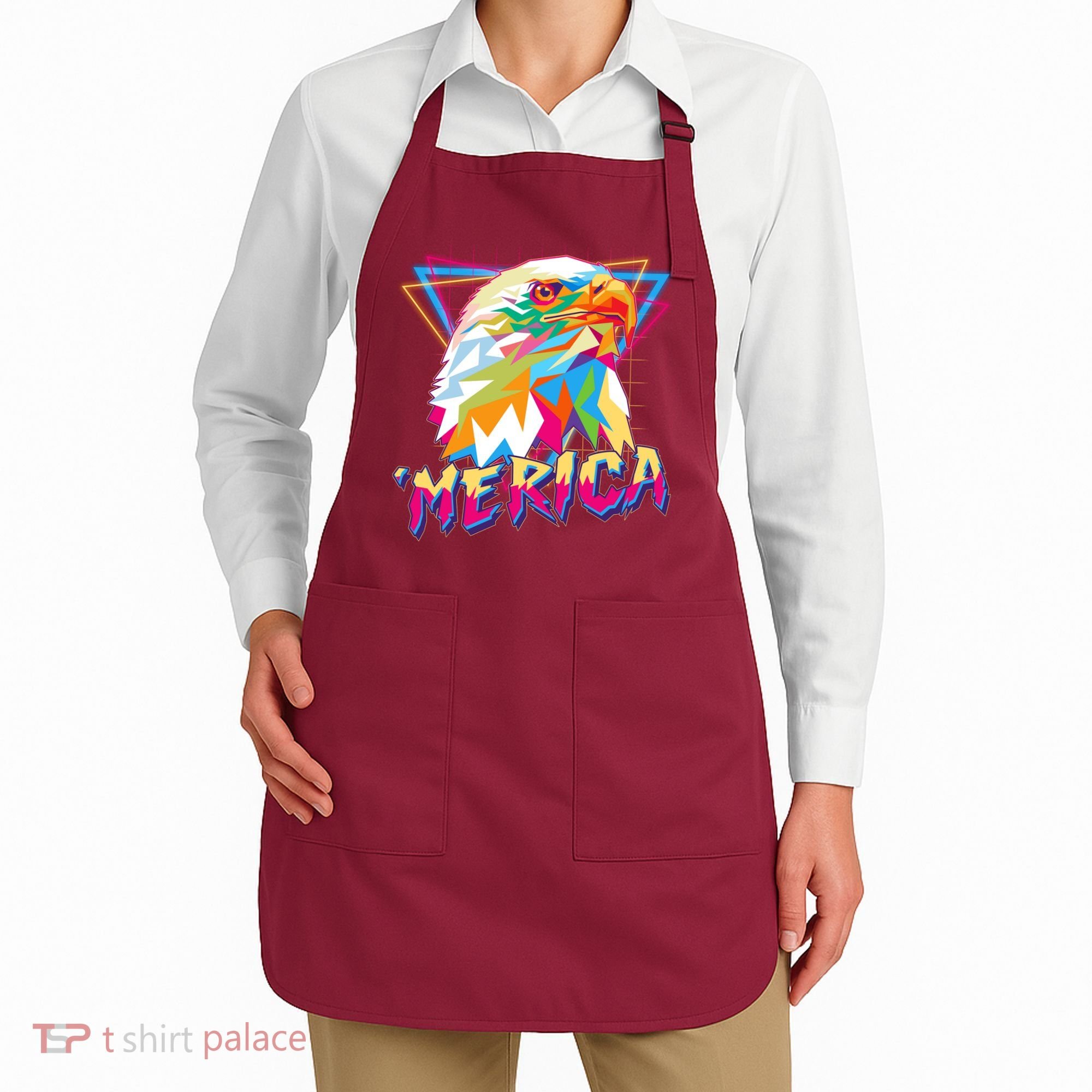 Retro Eighties 80's Merica Polygon Eagle Head Apron