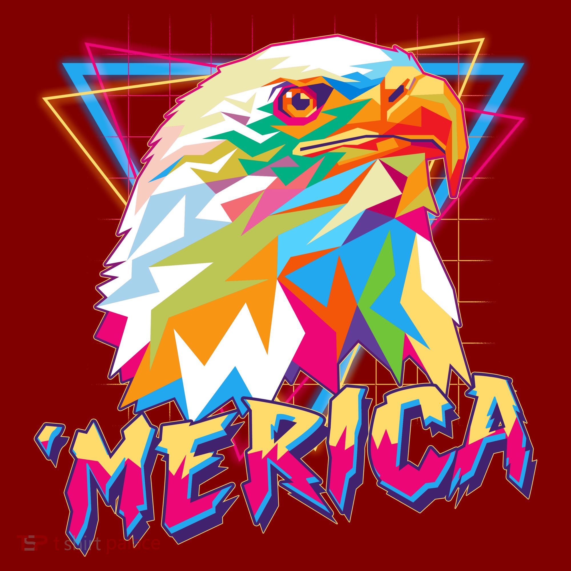 Retro Eighties 80's Merica Polygon Eagle Head Apron