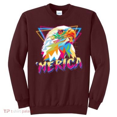 Retro Eighties 80's Merica Polygon Eagle Head Sweatshirt