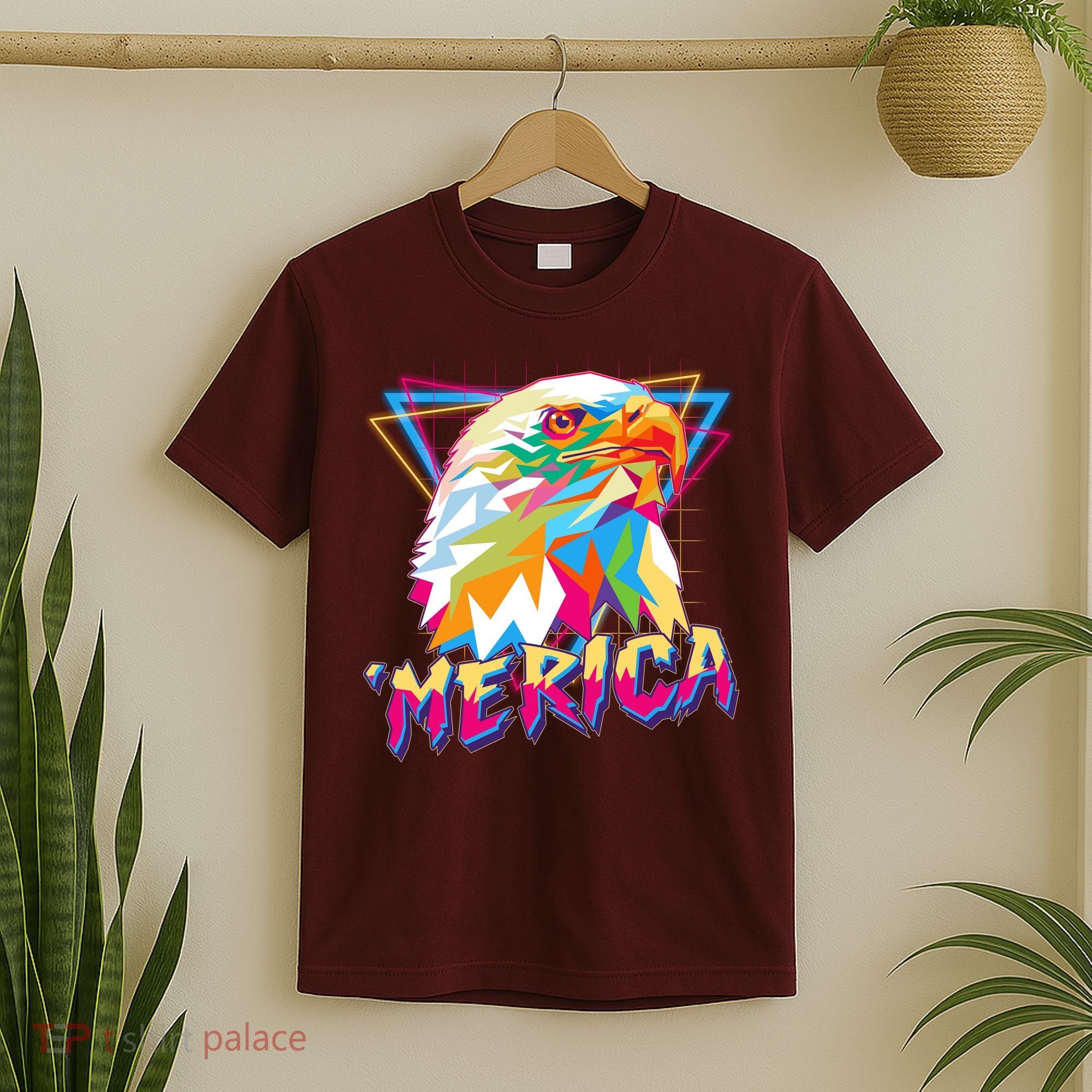 Retro Eighties 80's Merica Polygon Eagle Head T-Shirt