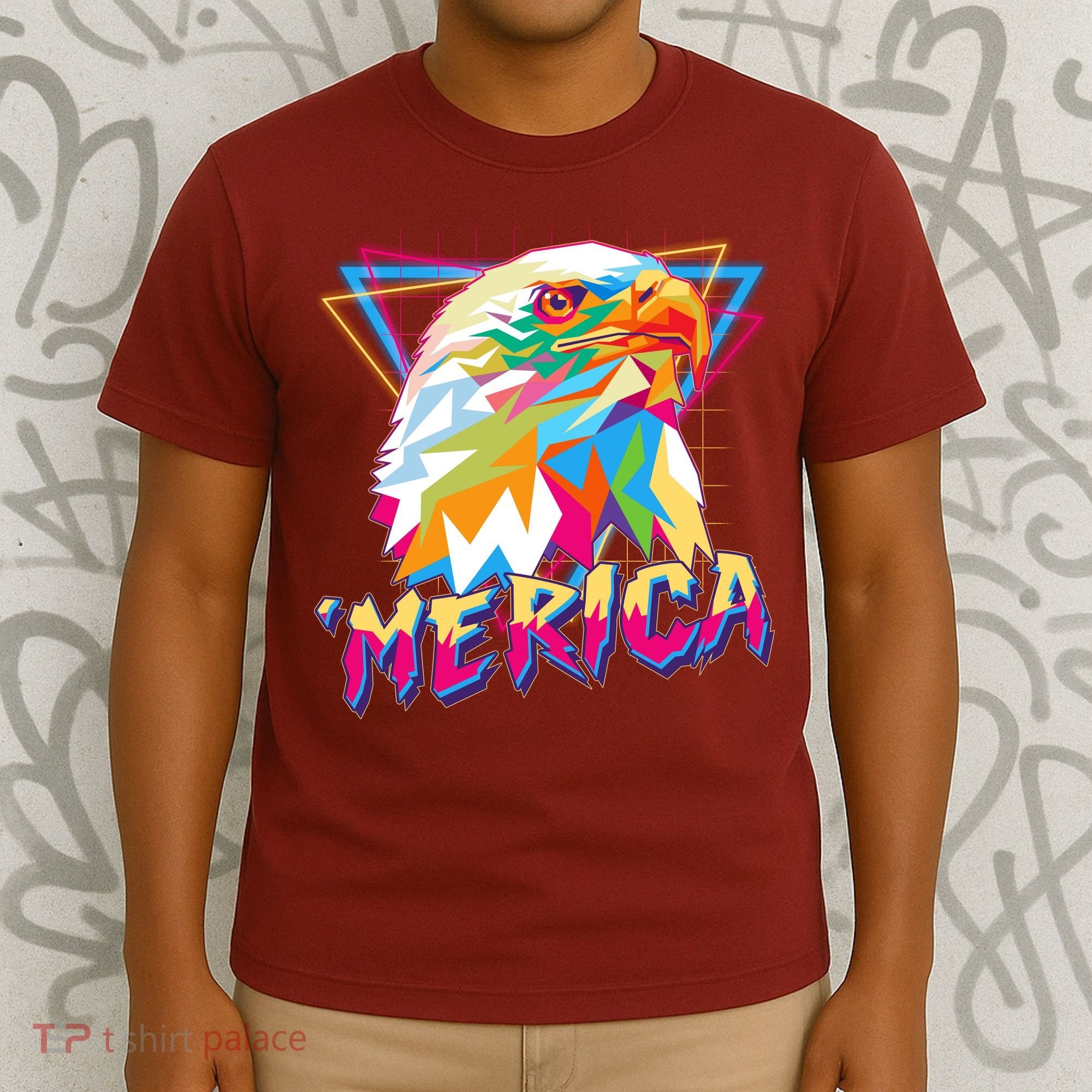 Retro Eighties 80's Merica Polygon Eagle Head T-Shirt