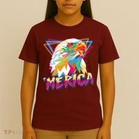 Retro Eighties 80's Merica Polygon Eagle Head T-Shirt thumb 4