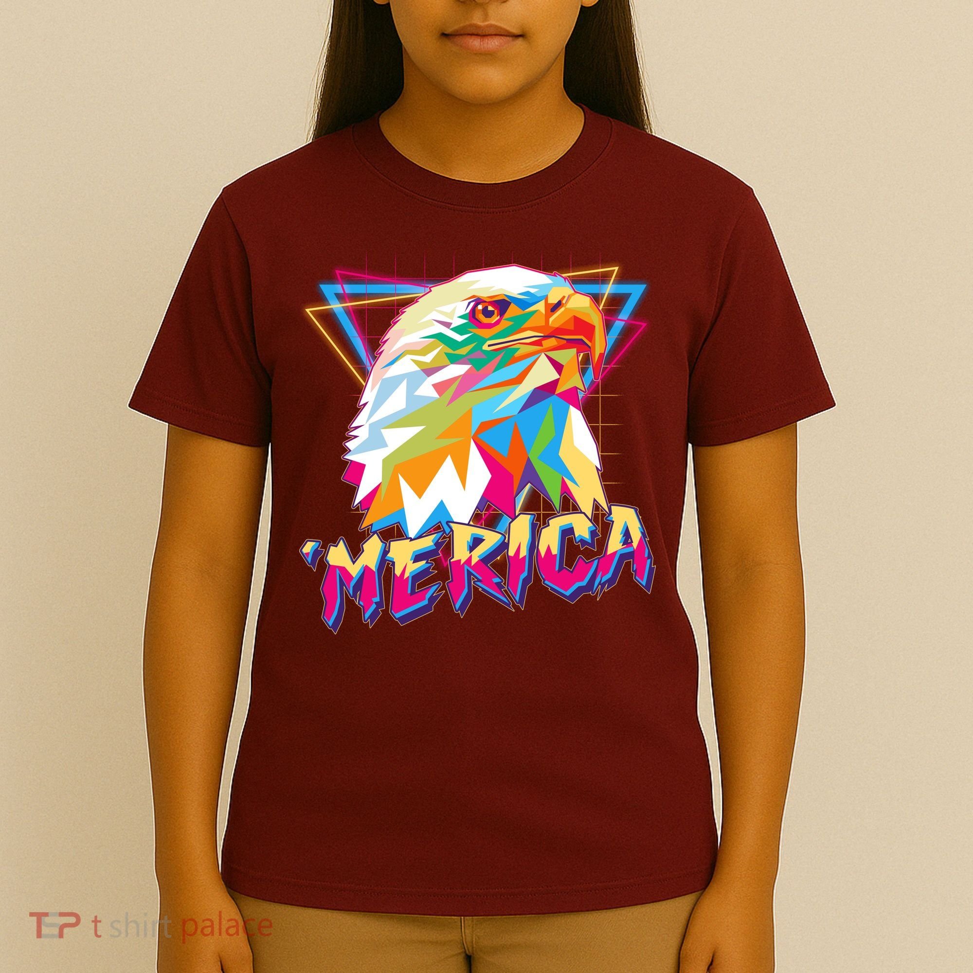Retro Eighties 80's Merica Polygon Eagle Head T-Shirt