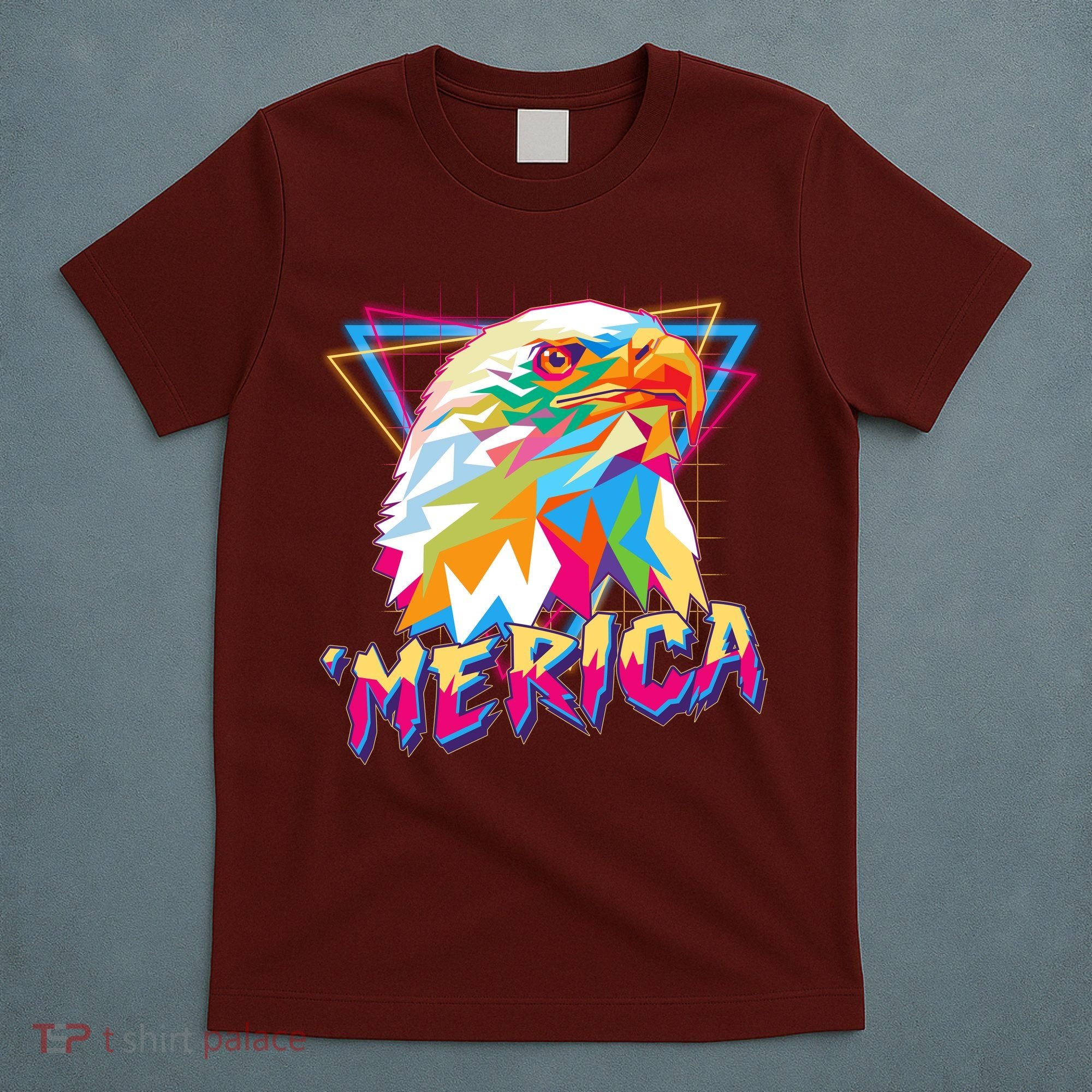 Retro Eighties 80's Merica Polygon Eagle Head T-Shirt
