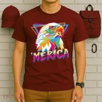 Retro Eighties 80's Merica Polygon Eagle Head T-Shirt thumb 6