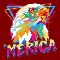 Retro Eighties 80's Merica Polygon Eagle Head T-Shirt thumb 7