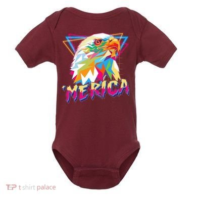 Retro Eighties 80's Merica Polygon Eagle Head Baby Bodysuit