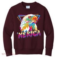 Retro Eighties 80's Merica Polygon Eagle Head Kids Sweatshirt thumb 0