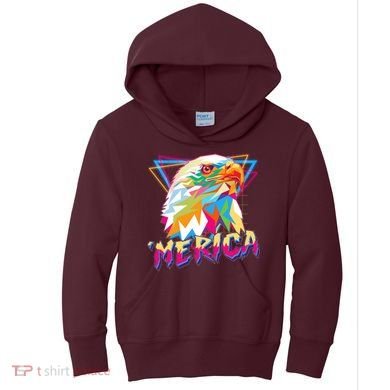 Retro Eighties 80's Merica Polygon Eagle Head Kids Hoodie