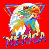 Retro Eighties 80's Merica Polygon Eagle Head Santa Hat thumb 1