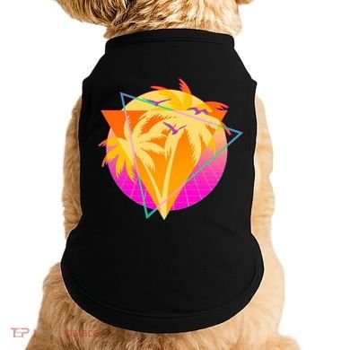 Retro Eighties 80's Tropical Palm Trees Emblem Doggie Tank