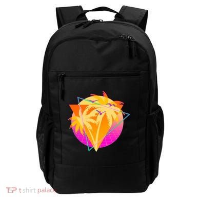 Retro Eighties 80's Tropical Palm Trees Emblem Backpack