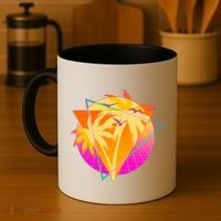 Retro Eighties 80's Tropical Palm Trees Emblem Coffee Mug thumb 4