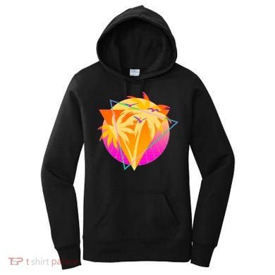 Retro Eighties 80's Tropical Palm Trees Emblem Women's Hoodie