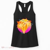 Retro Eighties 80's Tropical Palm Trees Emblem Women's Tank Top thumb 0