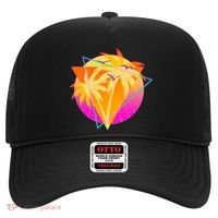 Retro Eighties 80's Tropical Palm Trees Emblem Hat thumb 0