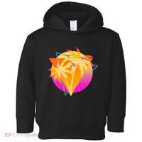 Retro Eighties 80's Tropical Palm Trees Emblem Toddler Hoodie thumb 0
