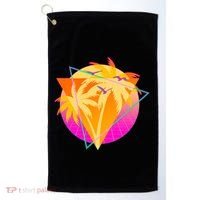 Retro Eighties 80's Tropical Palm Trees Emblem Golf Towel thumb 0
