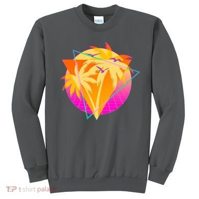 Retro Eighties 80's Tropical Palm Trees Emblem Sweatshirt