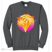 Retro Eighties 80's Tropical Palm Trees Emblem Sweatshirt thumb 0