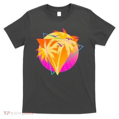 Retro Eighties 80's Tropical Palm Trees Emblem T-Shirt