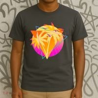 Retro Eighties 80's Tropical Palm Trees Emblem T-Shirt thumb 3