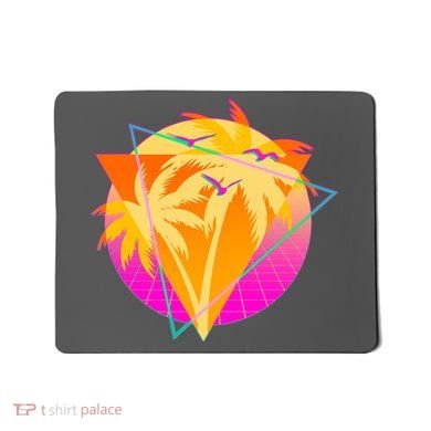 Retro Eighties 80's Tropical Palm Trees Emblem Mousepad