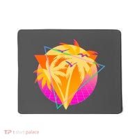 Retro Eighties 80's Tropical Palm Trees Emblem Mousepad thumb 0