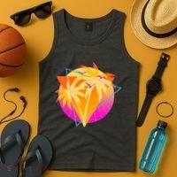 Retro Eighties 80's Tropical Palm Trees Emblem Tank Top thumb 4