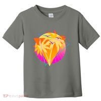 Retro Eighties 80's Tropical Palm Trees Emblem Toddler T-Shirt thumb 0