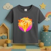 Retro Eighties 80's Tropical Palm Trees Emblem Toddler T-Shirt thumb 3