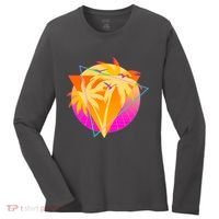 Retro Eighties 80's Tropical Palm Trees Emblem Women's Long Sleeve Shirt thumb 0