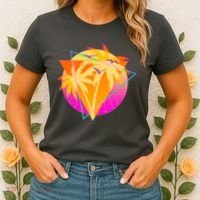 Retro Eighties 80's Tropical Palm Trees Emblem Women's T-Shirt thumb 2