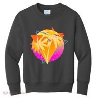 Retro Eighties 80's Tropical Palm Trees Emblem Kids Sweatshirt thumb 0