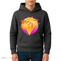 Retro Eighties 80's Tropical Palm Trees Emblem Kids Hoodie thumb 4