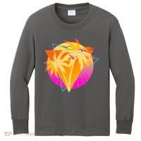 Retro Eighties 80's Tropical Palm Trees Emblem Kids Long Sleeve Shirt thumb 0