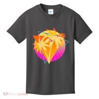 Retro Eighties 80's Tropical Palm Trees Emblem Kids T-Shirt thumb 0