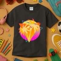 Retro Eighties 80's Tropical Palm Trees Emblem Kids T-Shirt thumb 3