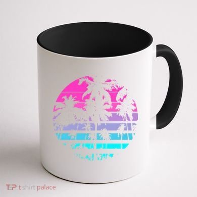 Retro Eighties 80s And 90s Beach Style Design With Palm Trees Great Gift Coffee Mug back