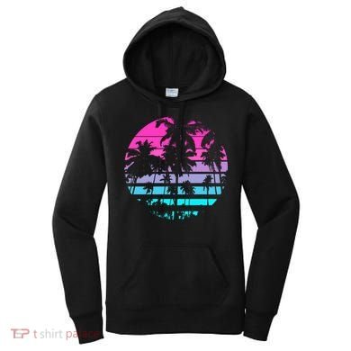 Retro Eighties 80s And 90s Beach Style Design With Palm Trees Great Gift Women's Hoodie