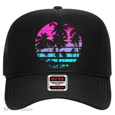 Retro Eighties 80s And 90s Beach Style Design With Palm Trees Great Gift Hat