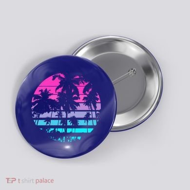 Retro Eighties 80s And 90s Beach Style Design With Palm Trees Great Gift Button