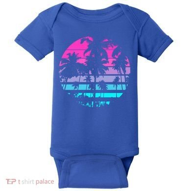 Retro Eighties 80s And 90s Beach Style Design With Palm Trees Great Gift Baby Bodysuit