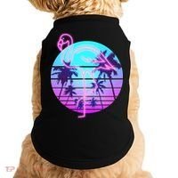 Retro Eighties 80's Neon Flamingo Emblem Doggie Tank thumb 0