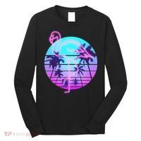 Retro Eighties 80's Neon Flamingo Emblem Long Sleeve Shirt thumb 0