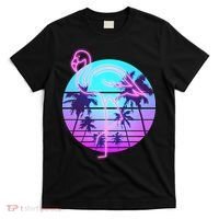 Retro Eighties 80's Neon Flamingo Emblem T-Shirt thumb 0