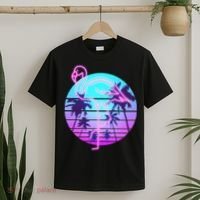 Retro Eighties 80's Neon Flamingo Emblem T-Shirt thumb 2