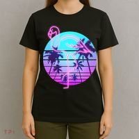 Retro Eighties 80's Neon Flamingo Emblem T-Shirt thumb 4